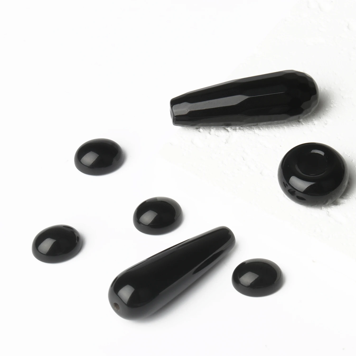 Natural Black Agate Irregular Round Smooth Round Stone Loose Beads For Jewelry Making DIY Bracelets Necklace Strand Woman