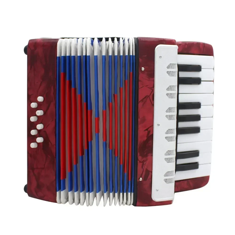 Mini Small 17-Key 8 Bass Accordion Educational Musical Instrument Toy for Kids Children Amateur Beginner Christmas Gift