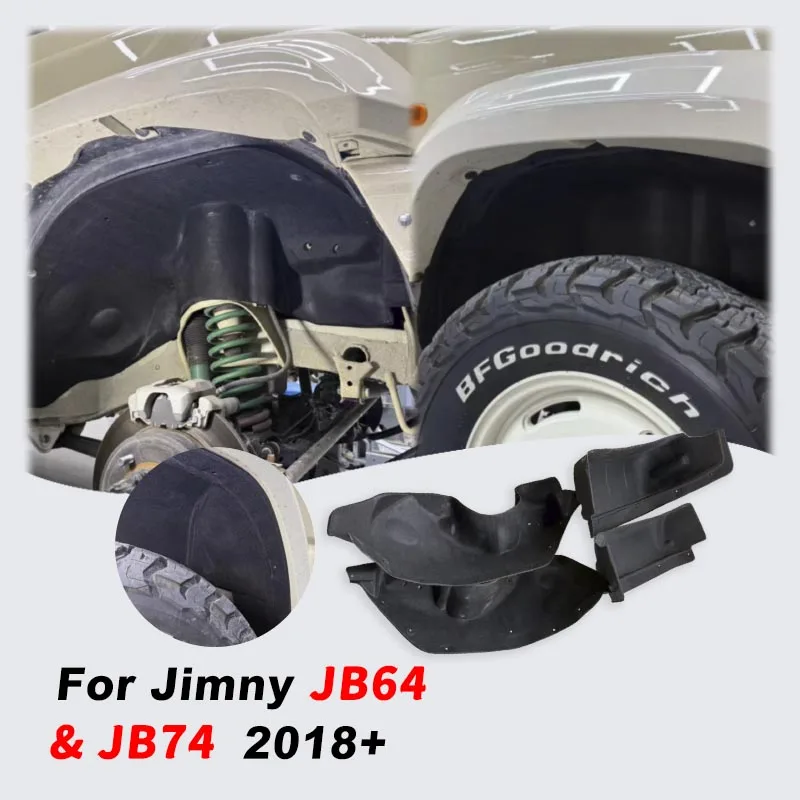 4PCS Inner Fender Liner & Mud Flaps Splash Guards for Suzuki Jimny JB64 JB74 3 Door 2019-2026 Front Rear Wheel Mudguards Kit