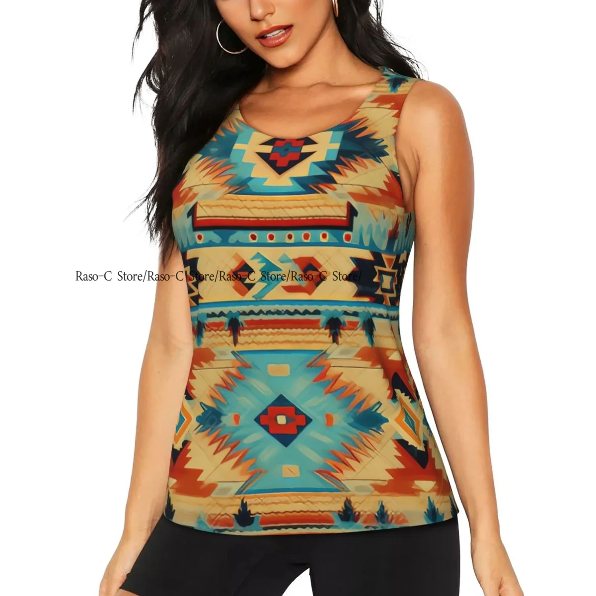 Women Fitness Sexy Yoga Vest Native Inspired Geometric American Pattern Gym Sports Top Tank Female