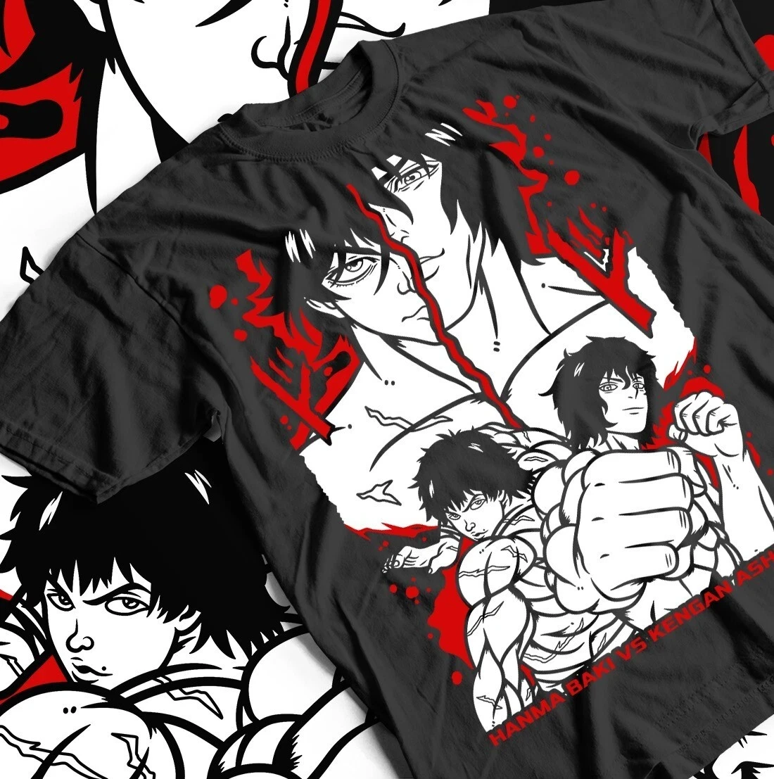 

2025 Short Sleeve Anime Fight Graphic Tee, Baki Vs Kengan Ashura, Martial Arts Shirt, Unisex Fans Loose Cotton Top