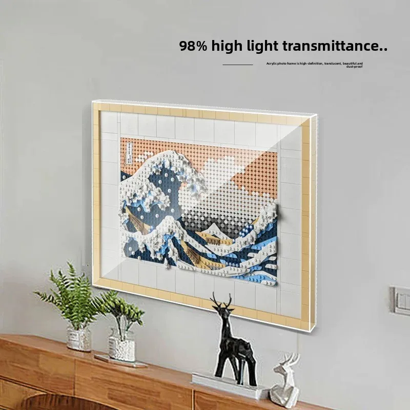 New Exquisite Acrylic Wall Mount Display Case For Lego 31208 Hokusai The Great Wave, Clear Dustproof Photo Frame Display Cover