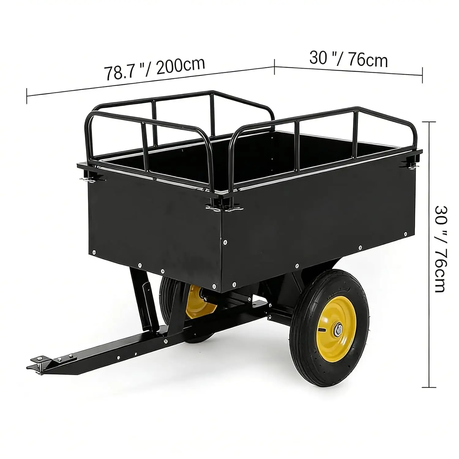 750LB Steel Dump Cart 17Cu.Ft ATV Garden Trailer Removable Side Lawn Mower Tractor Yard, Customized