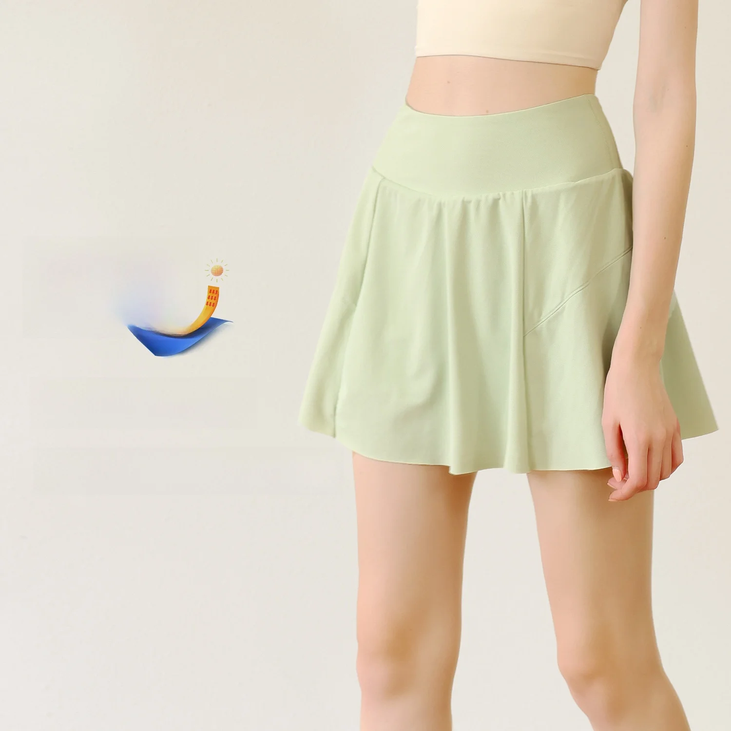 

Women's High-Waist Sports Skirt Quick-Drying Breathable Fitness Running Badminton Yoga Tennis Culottes Short Pleated