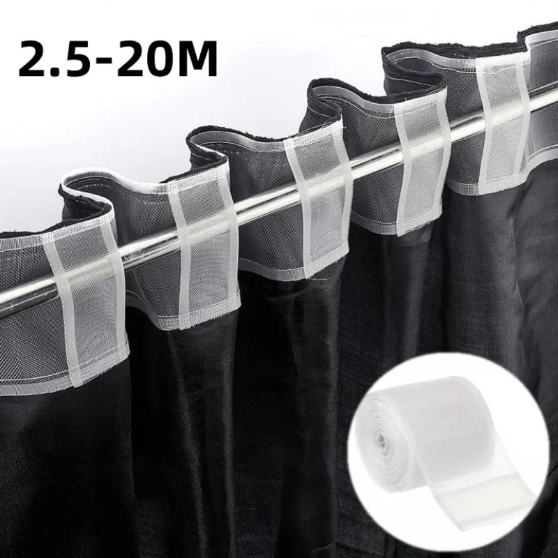 Transparent Pleated Curtain Tape Nylon Folding Tape Reinforced Hanging Strips White Flat Style For Hooking Curtains And Home DI