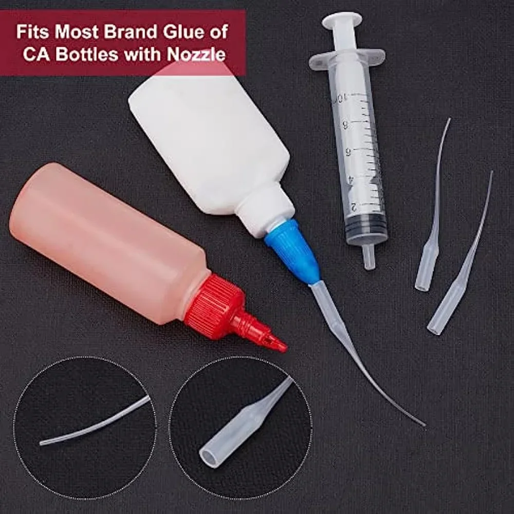 Glue Tips 100pcs Plastic Glue Micro-Tips Glue Extender Precision CA  Applicator for Arts Crafts Hobby Projects Guitar Fret