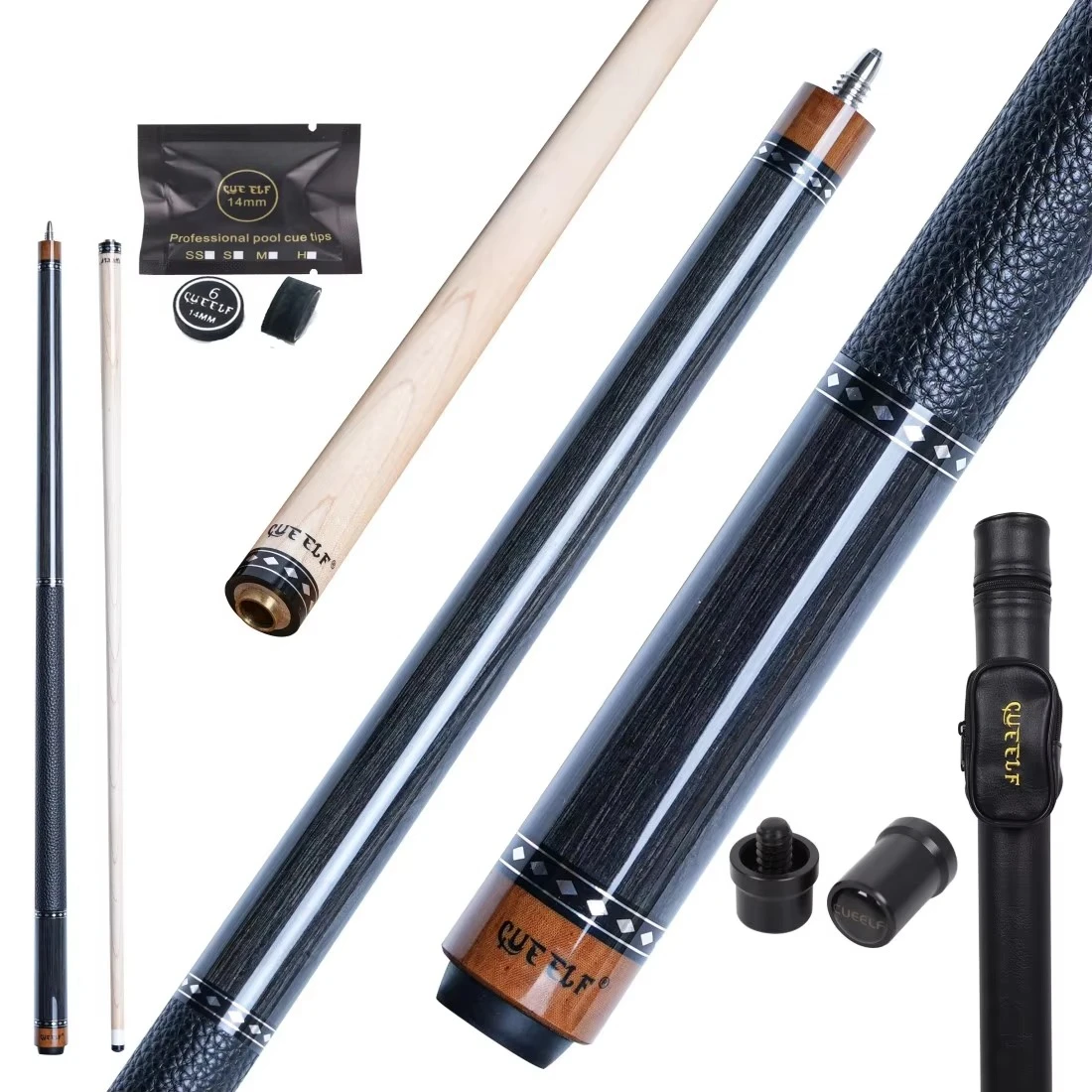 

Technology Synthetic Wood Pool Cue Stick 12.7mm with Real Leather Wrap Billiard Cue Stick