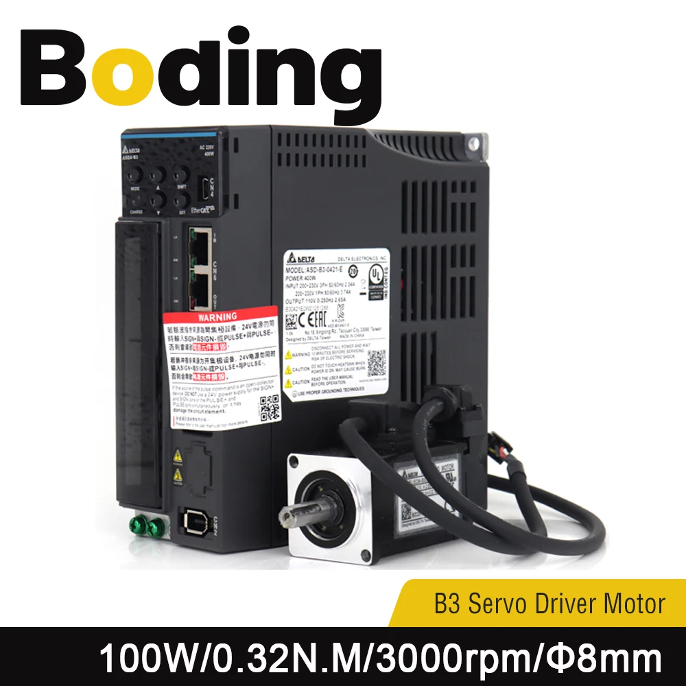 Boding Delta B3m Servo Driver Asd-b3-0421-e And Servo Motor Ecm-b3l-c20401rs1/ss1 100w 0.32nm 3000rpm