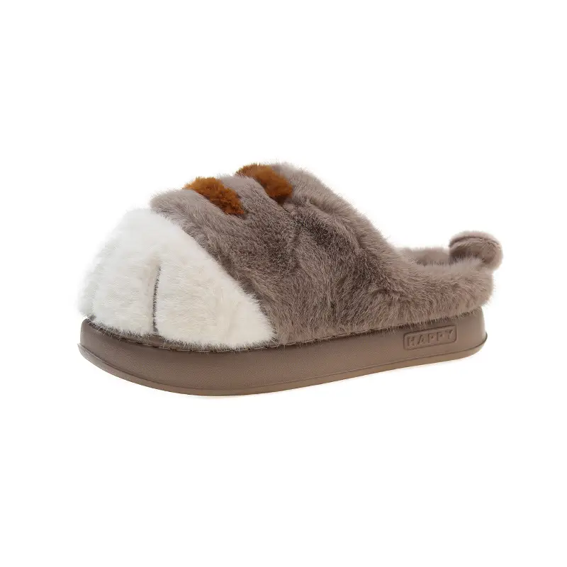 New Adorable Kitty Claw Slippers Women's Home Shoes Non Slip Furry Mules Female Fashion Warm Fluffy Slides Outdoor Cat Slippers - Image 7
