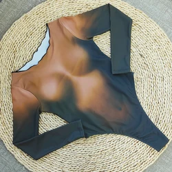 2025 New Arrival Long Sleeves High Cut One Piece Swimsuit For Women Fashion Sexy See Through Bodysuit Lady Swimwear Beach Wear