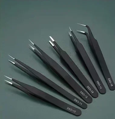2026 New 6-Piece ESD Anti-Static Tweezers Set, Precision Stainless Steel Tools For Electronics Repair, Craft Modeling & Bending