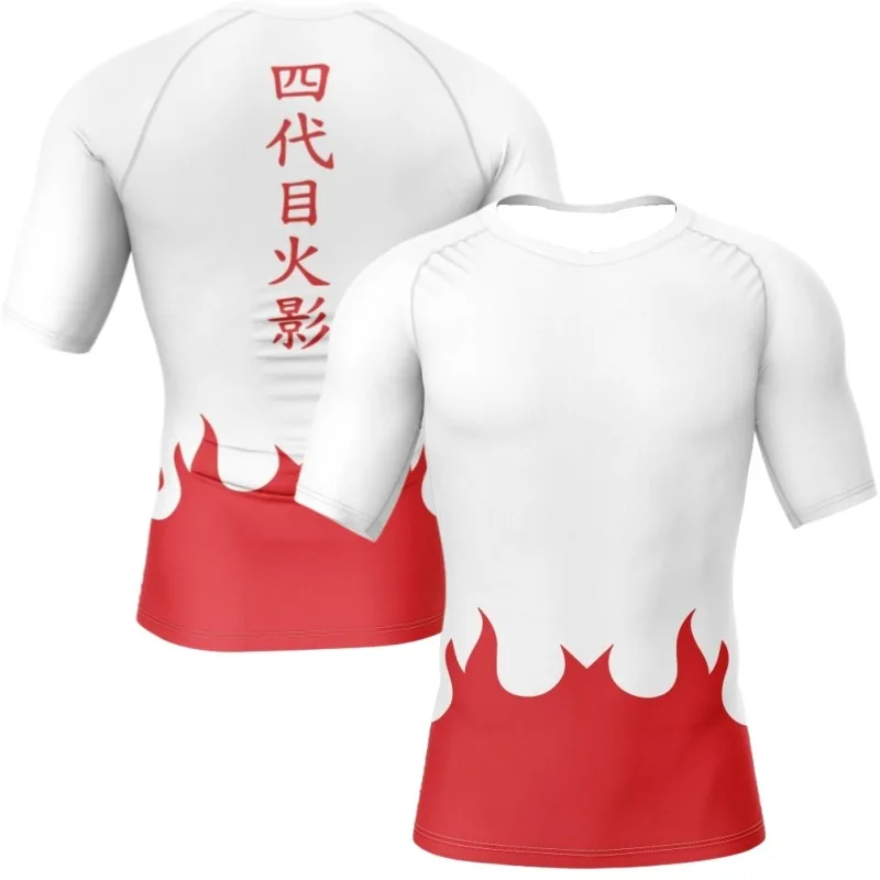 2026New Naruto Fourth Hokage Print Breathable Quick-Drying T-Shirt Anime Peripheral High-Elastic Training and Combat Suit Unisex