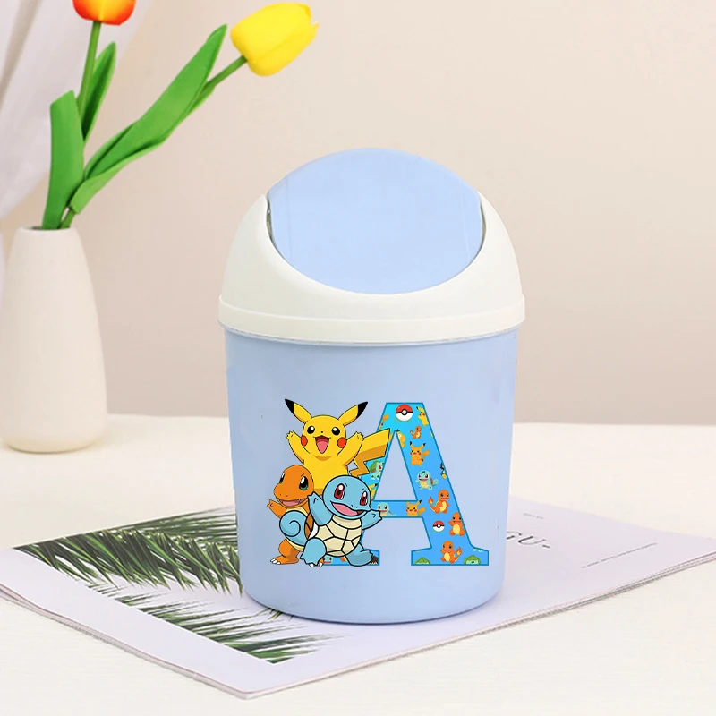 

Anime Pokemons Fashion Desktop Trash Can Cartoon Pikachu Letter Printed Garbage Can Men Women Simple Work Area Cleaning Box