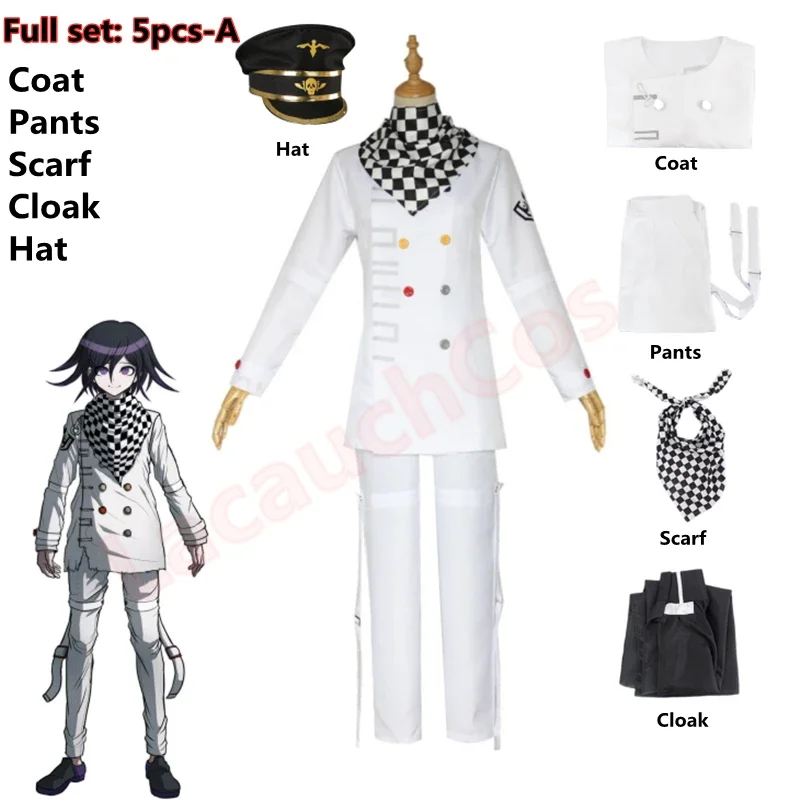 Animedanganronpa V3: Doden Harmonie Kokichi Oma President Cosplay Kostuum Witte Lange Mouw Broek Halloween Carnaval Hoed Pruik