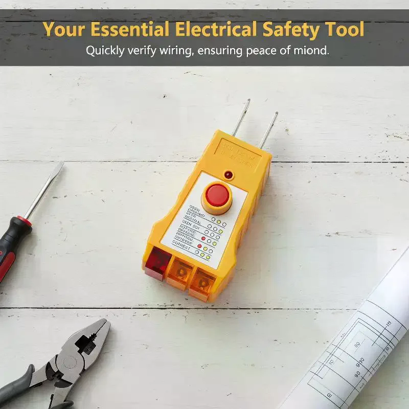 Compact Electrical Fault Detector & Circuit Tester, Comprehensive Wiring Check with GFCI Outlet 3-Pin Safety Testing