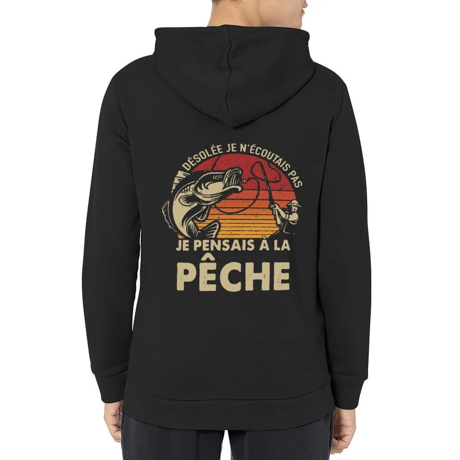 

DESOLEE JE N'ECOUTAIS PAS JE PENSAIS A LA PECHE VINTAGE Hoodie graphic t shirts men men's clothing hoodie men