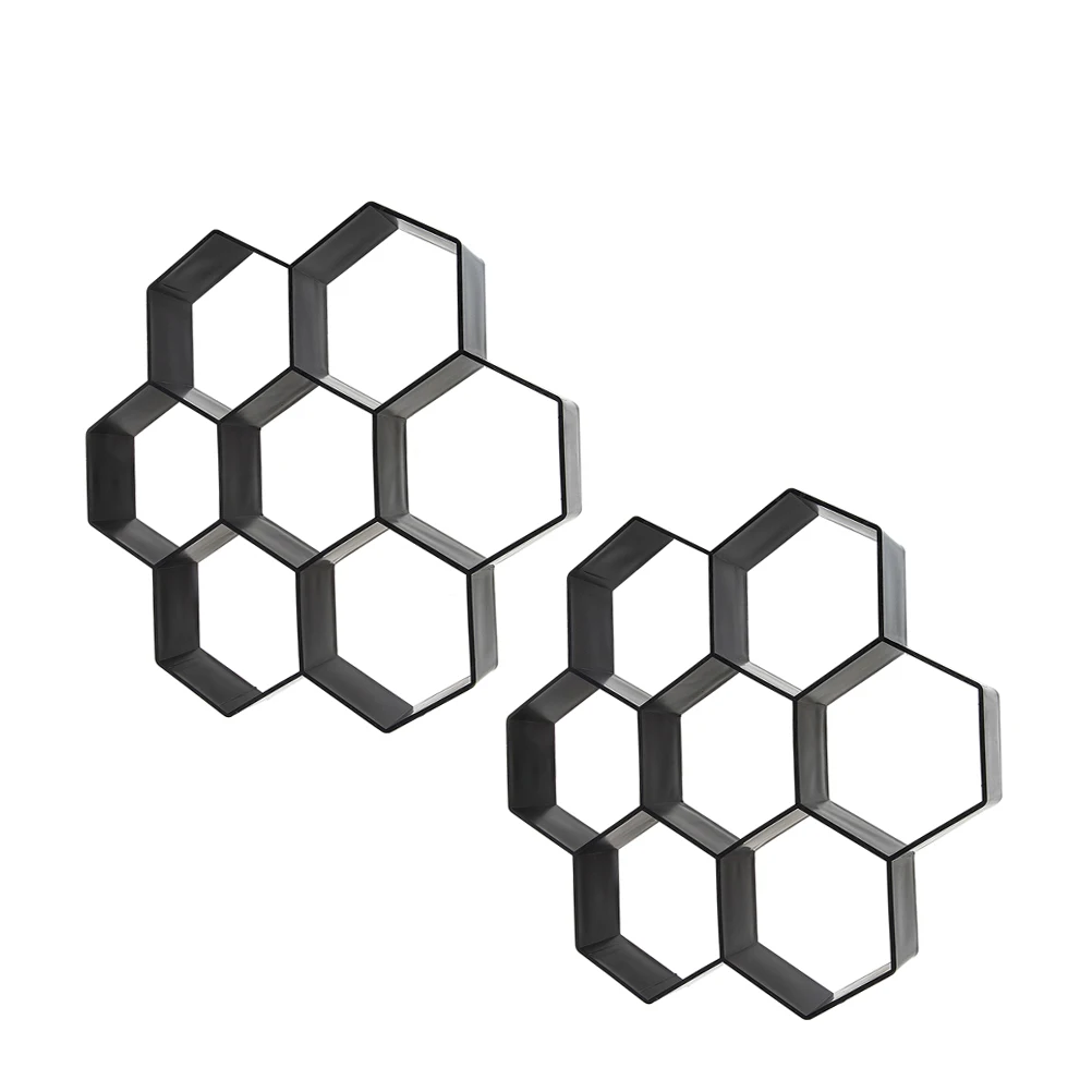 

2pcs Hexagonal Paving Mold Concrete Black PP Cement Molds Garden Pathway DIY Tools Plastic Patio Pavement Maker Walkways