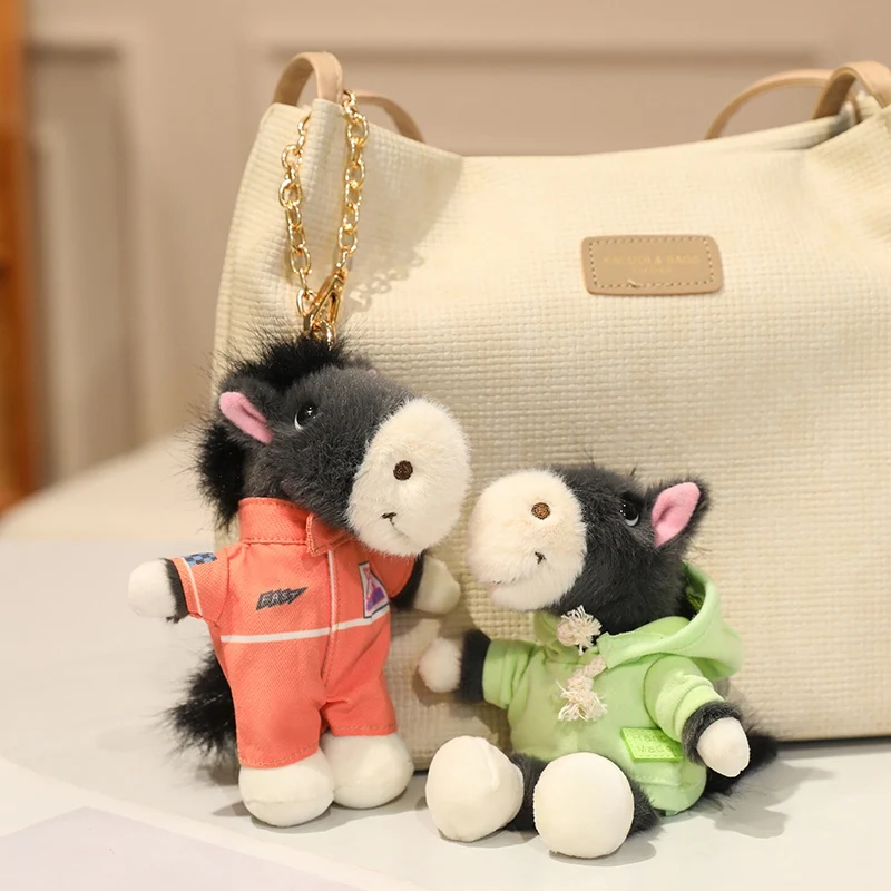Creative Exquisite Pony Pendant Backpack Decor Cool Stylish Motorcycle Pony Plush Toy 16cm Motorcycle Pony Wearing Clothes Doll