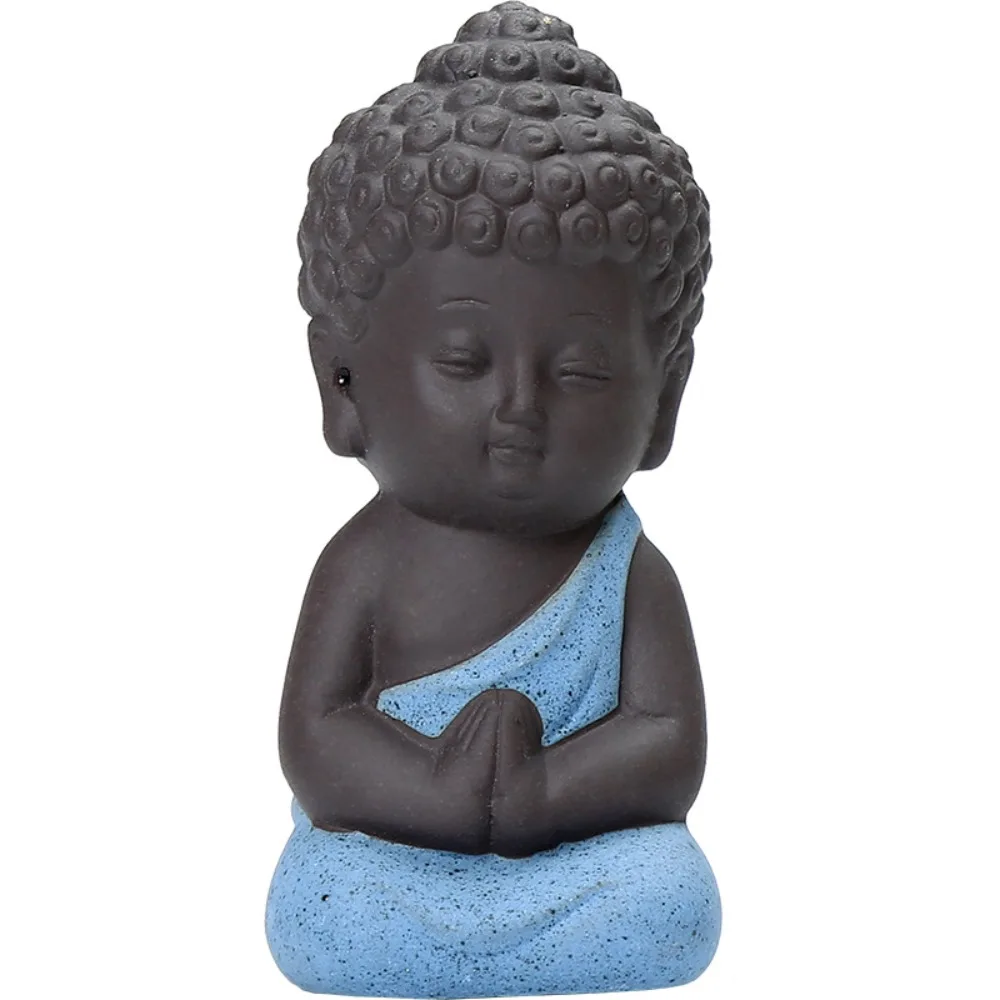 Creative Ceramic Little Monks Tea Pet Cute Exquisite Buddha Statue Chinese Style Sitting Statues Home