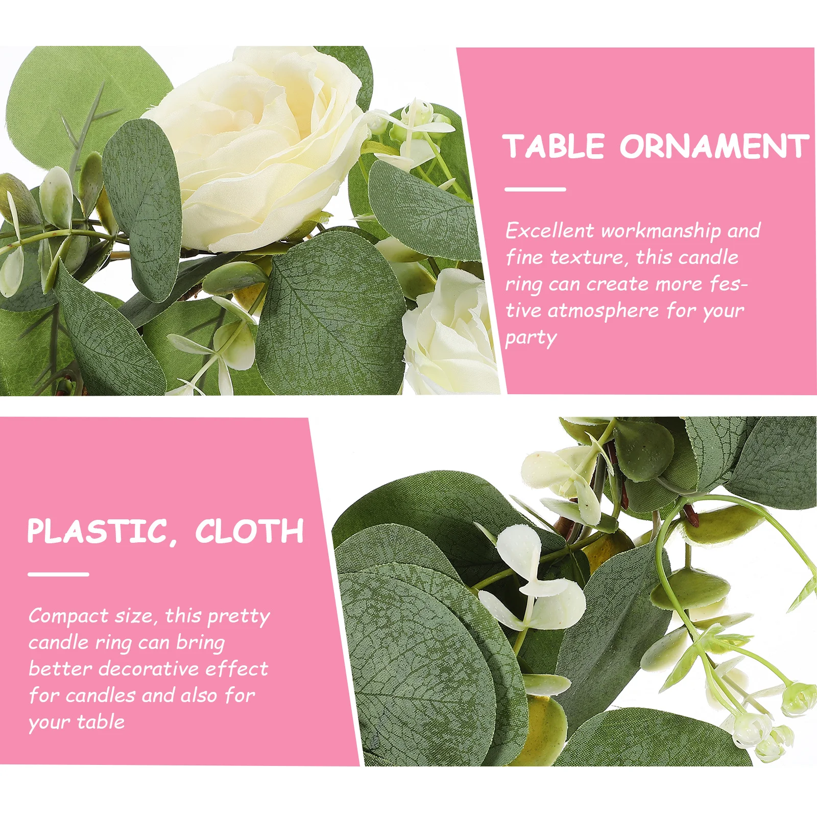 

1pcs Artificial Rose Wreath European Style Mini Wreaths For Pillars Christmas Table Decor Tea Light Ring Holiday Home