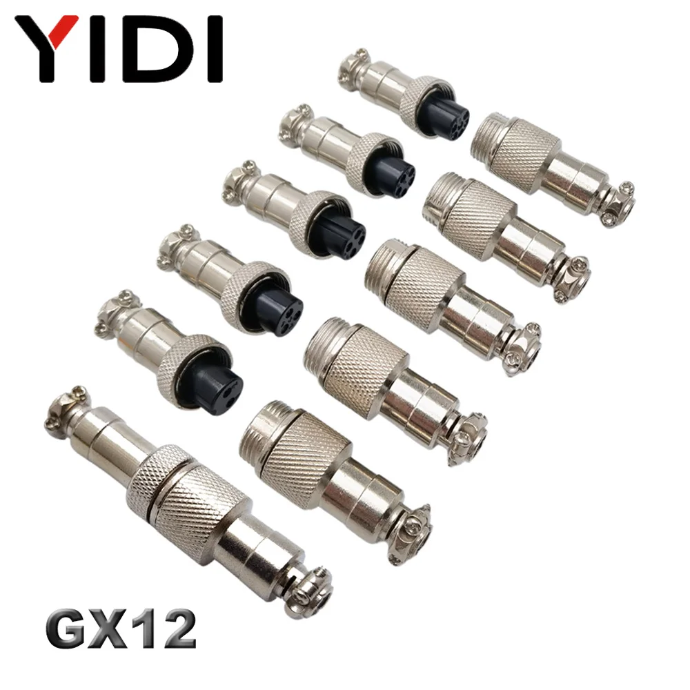 5/10Set Aviation Jack GX12 2 3 4 5 6 Pin Reverse Doking Male Female Circular Electrical Cable Connector Plug Socket Terminal