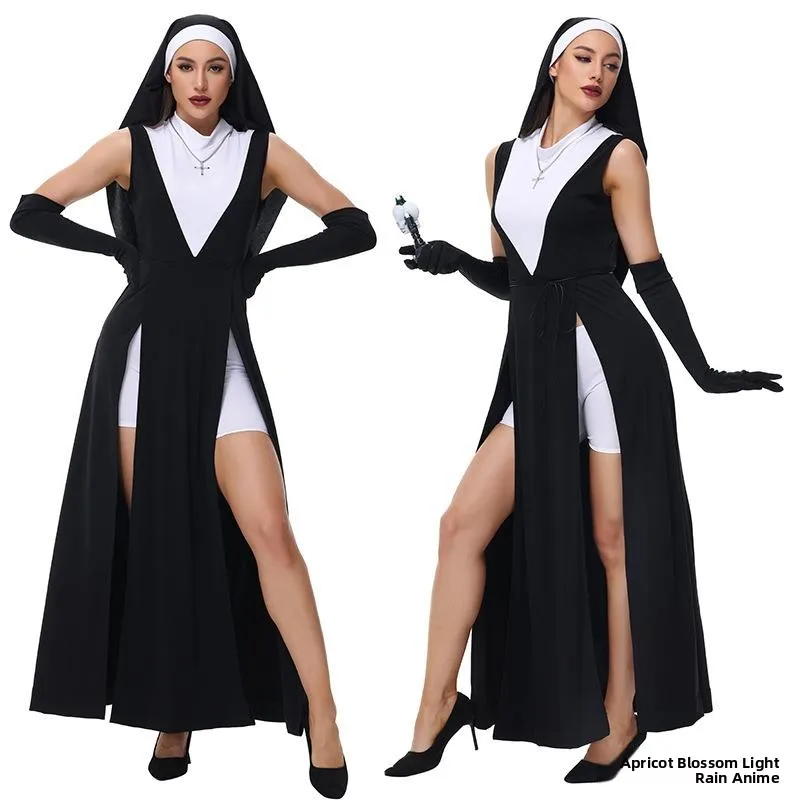 

Сексуальный костюм для взрослых на Хэллоуин, ролевая игра, костюм монахини на Пасху, сексуальный наряд школьницы, костюм для сценических выступлений