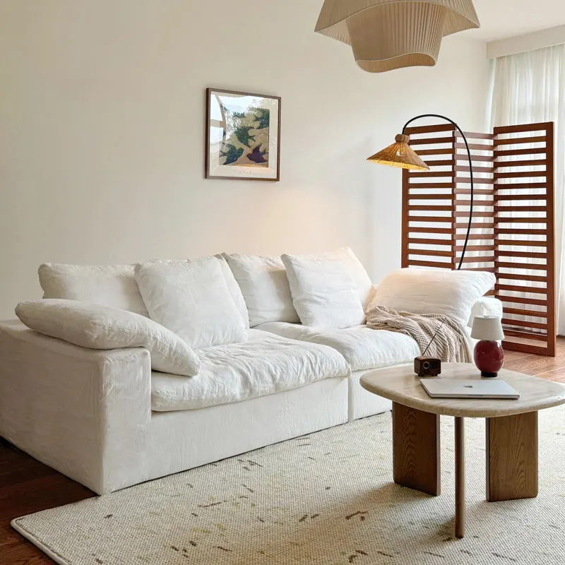 

Fabric Living Room Sofas European Minimalist Vacuum Package Boneless Couch Compressed Puffs Double Divano Furniture Home