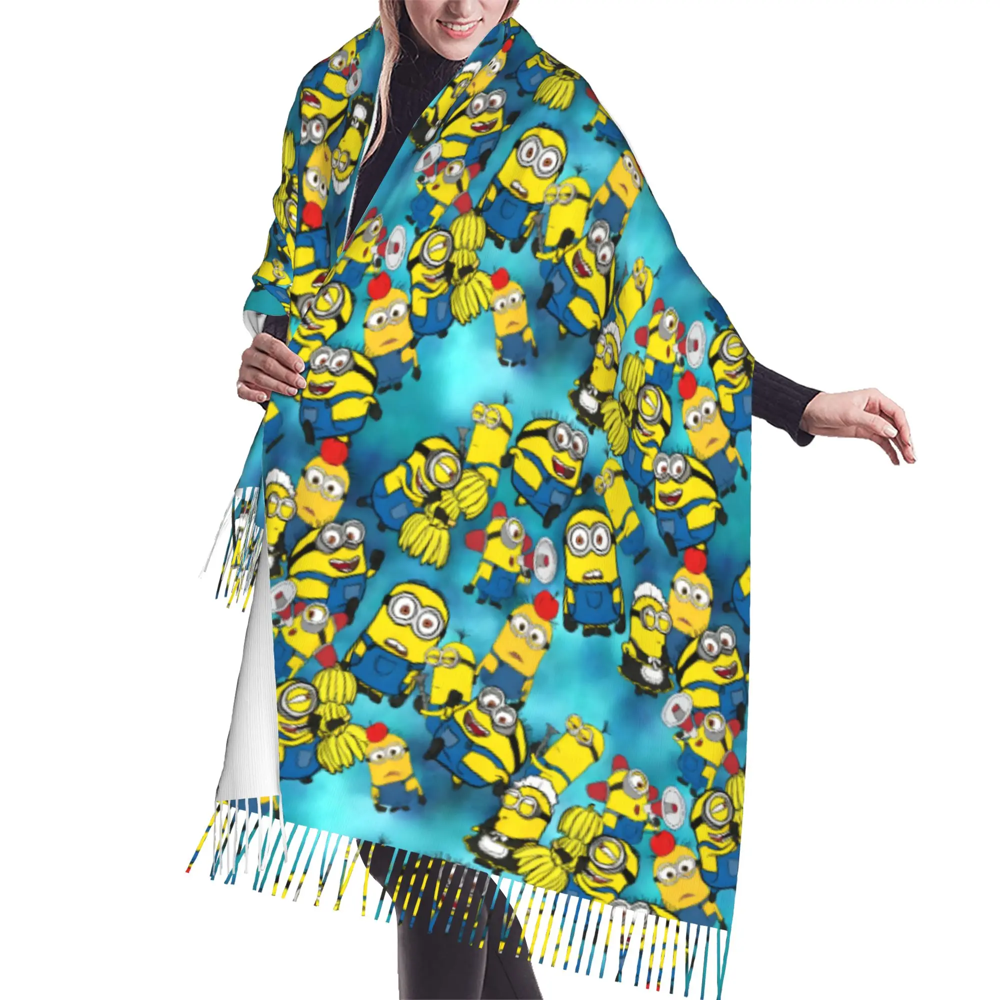 Personalized Print M-Minioned Anime Scarf Women Men Winter Fall Warm Scarves Manga Cartoon Shawl Wrap