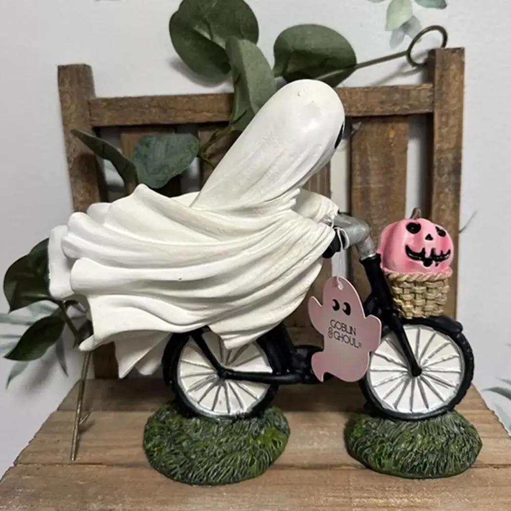 Centerpiece Ghost Statue Spooky Halloween Ghost Figurines Pink Pumpkin Resin Statues for Indoor Outdoor Decor Set of 2 Cycling