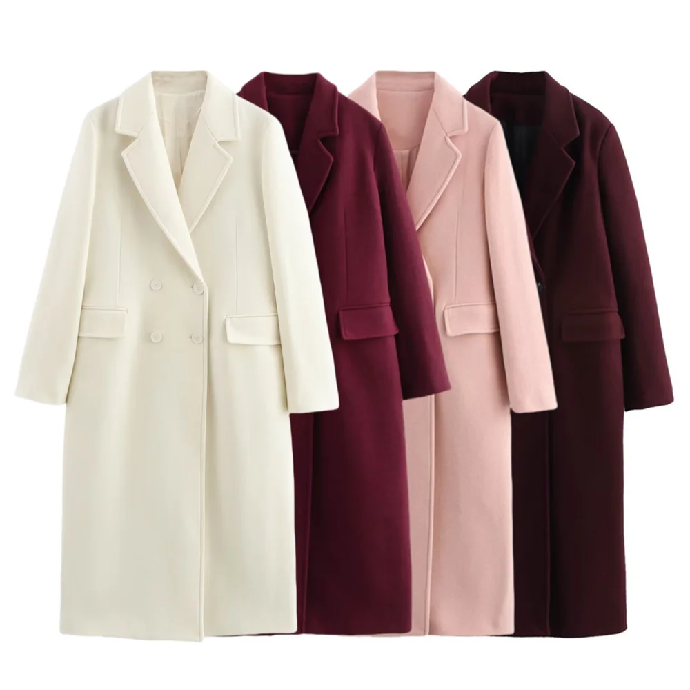 

BSK&TRAF autumn and winter new women's clothing new fashion temperament pocket decoration loose slim blended coat jacket