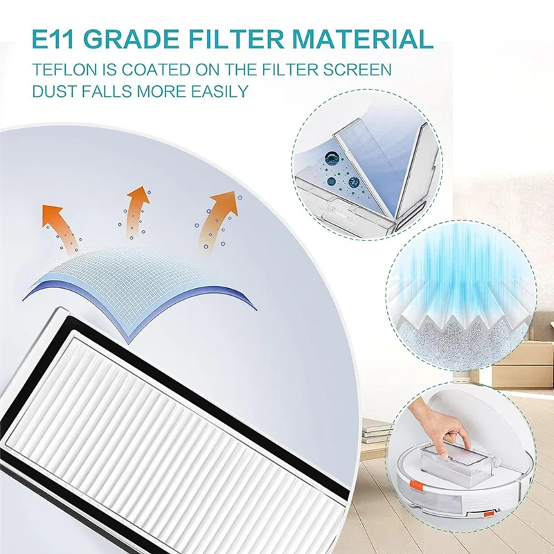 

AEE4-Main Side Brush HEPA Filter Main Brushes Plastic For Roborock Q8 Max, Q8 Max+, Q5 Pro, Q5 Pro+ Robots Vacuum