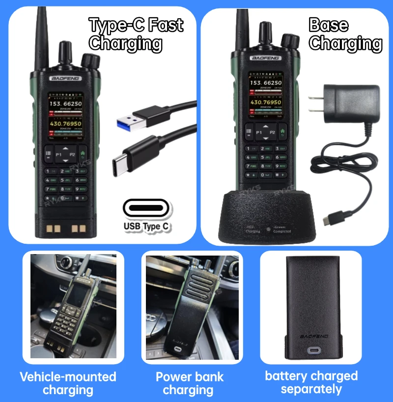 BAOFENG DMR DM-32UV Walkie Talkie GPS 8W Programowanie Nagrywanie Bezprzewodowe skanowanie Częstotliwość Ładowarka typu C UV32