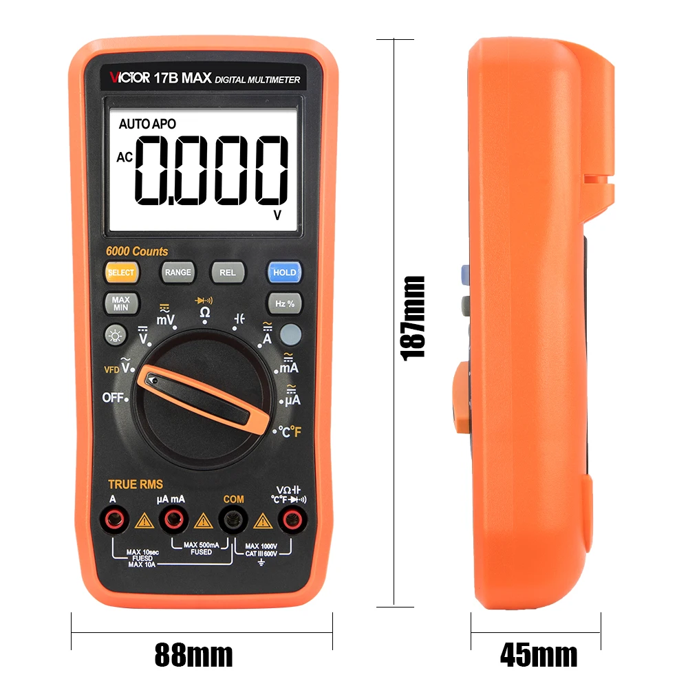 VICTOR 17B MAX NEW Full Function Digital Multimeter factory price good quality and accuracy 1000V fuse True RMS Multimeter