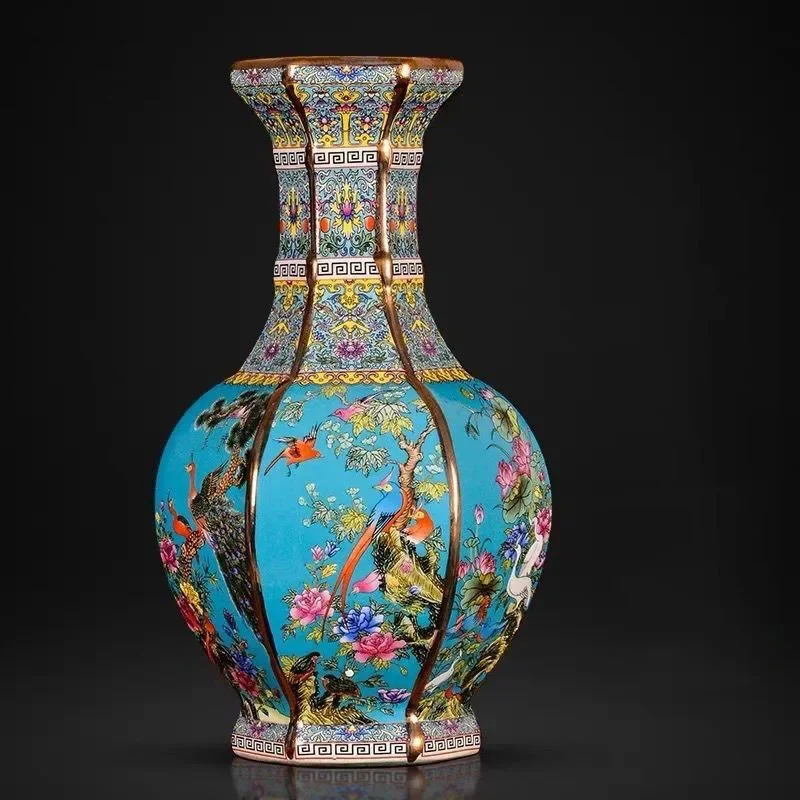 Qing Qianlong Enamel Color Ceramic Vase Decoration Items Home Bedroom Table Accessories Office Study Furnishing Ornaments Crafts