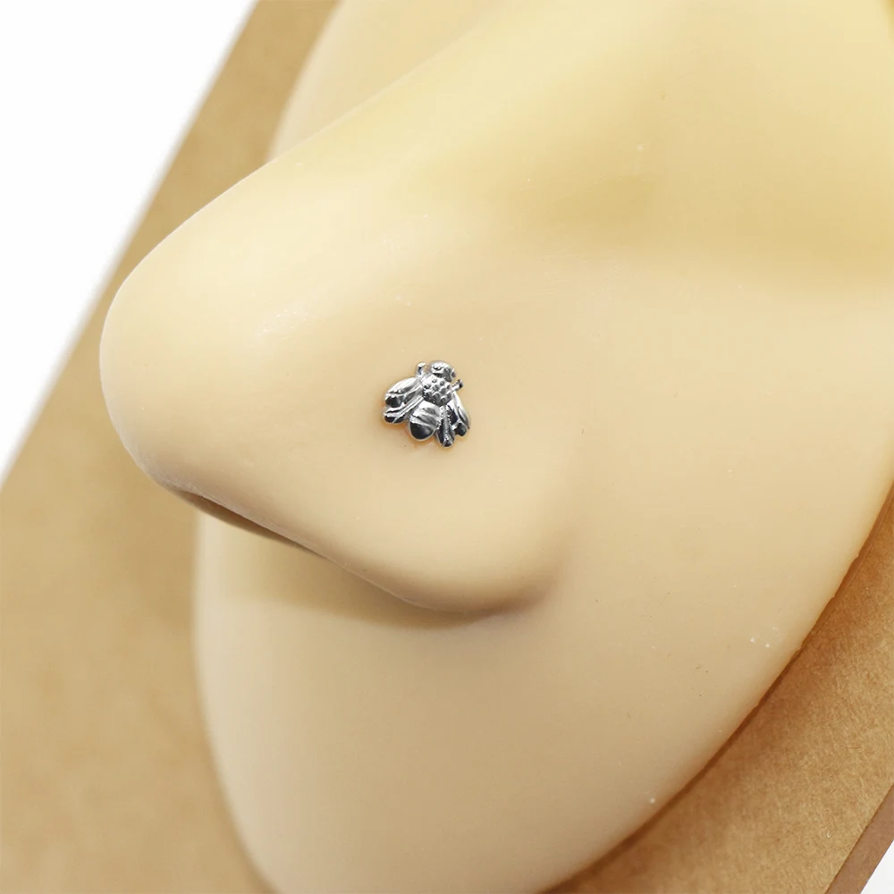 18g 20g L Shaped Nose Stud The Snake Bee Nose Piercing 100% 316 Stainless Material Body Piercing Jewelry For Men And Women Gift
