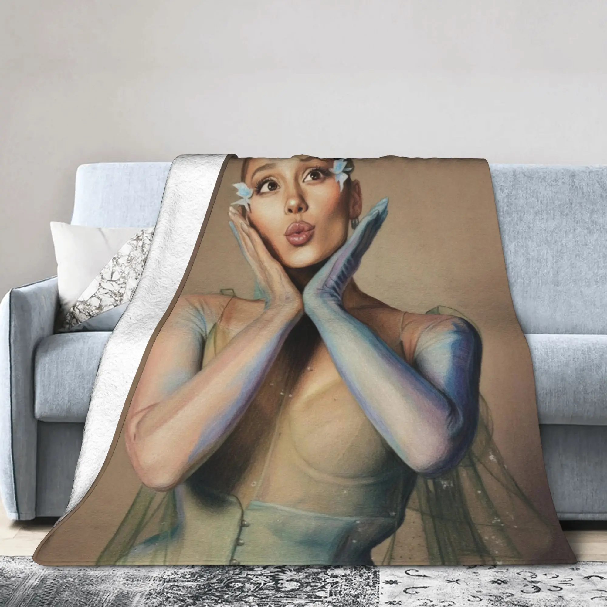 Arianas Pop Singer Grandes Novelty Blanket Cover Flannel Sunshine Soft Throw Blankets for Bedding Outdoor Breathable