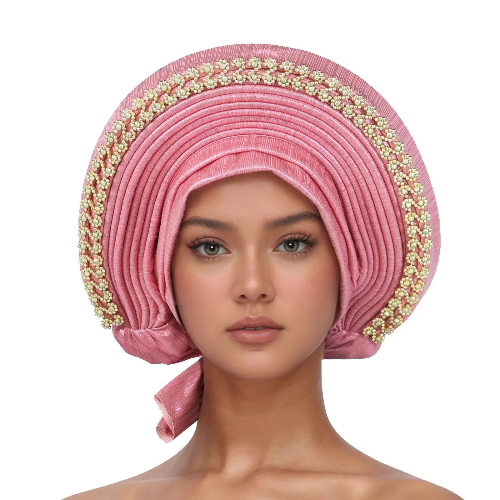 Fashion African Headtie Muslim Turban Cap Women's Autogele Headtie Lady Head Wraps Wedding Party Evening Caps