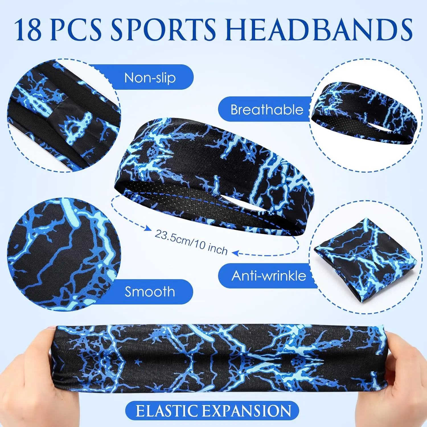 Men Women Sports Headband Sweatband Stretch Elastic Gym Fitness Running Yoga Headwrap Breathable Quick-dry Absorbent Hair Bands