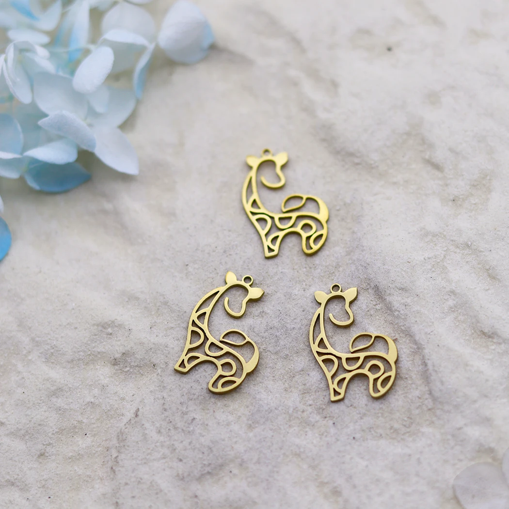3pcs Cartoon Animal DIY Charms Hedgehog Rabbit Wolf Fox Lion Fit Earrings Jewelry Making Stainless Steel Pendant for Bracelets