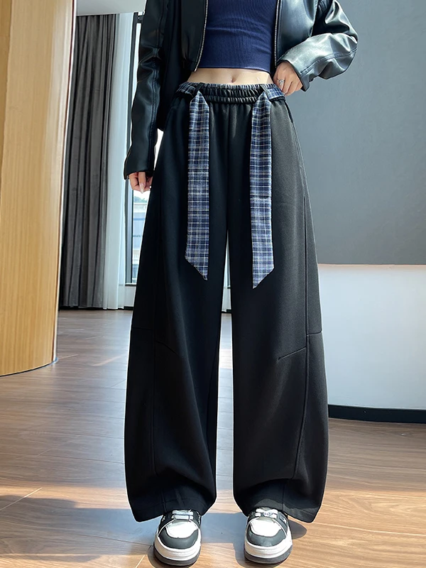 

Корейские укороченные спортивные брюки-бананы с изогнутым кроем для женщин, осенне-зимние, американские, свободные, широкие, спортивные штаны Scythe Pines Long