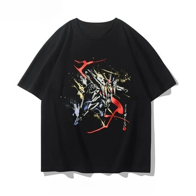 

Bandai Genuine Japanese Mobile Suit Gundam T-Shirt Second Dimensional Animation Men's and Women's Loose Versatile Short Sleeves