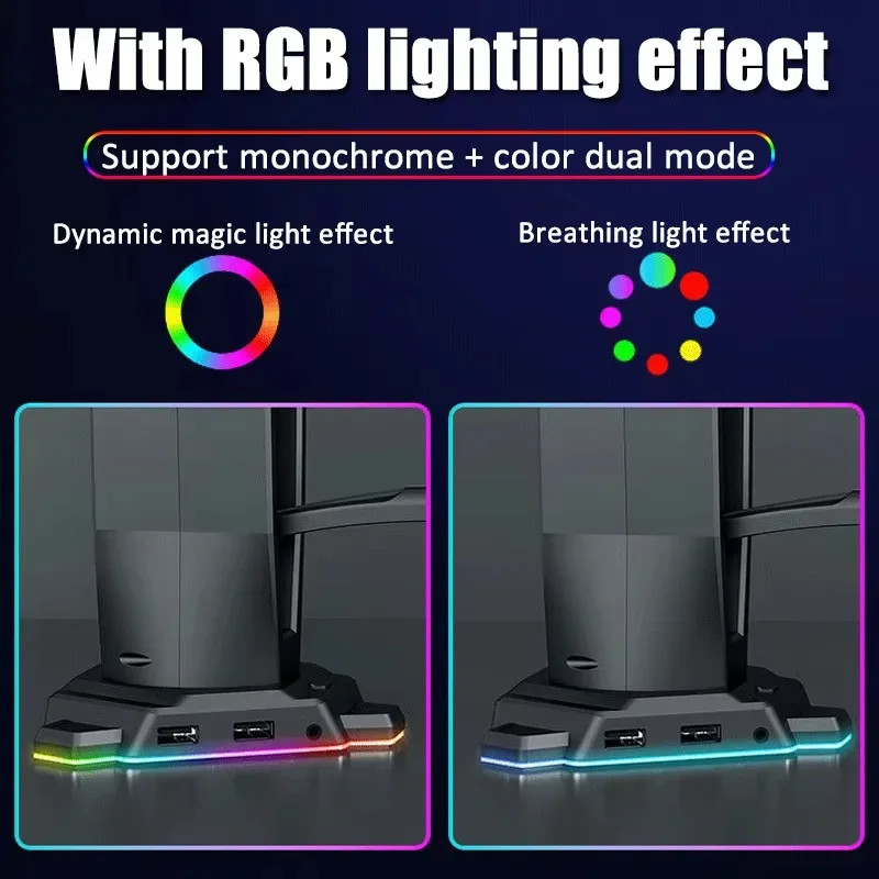 RGB سماعة حامل منافذ USB 7.1 كارت الصوت لجميع سماعات تخزين اللاعبين الألعاب الكمبيوتر سطح المكتب سماعة الملحقات حامل