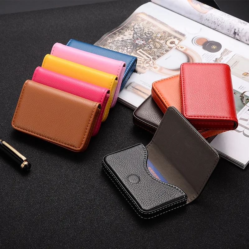 High-Grade PU Leather Business Card Case for Men Women Credit Bank Card Cover Magnetic Card Box Large Capacity Name Card Holder