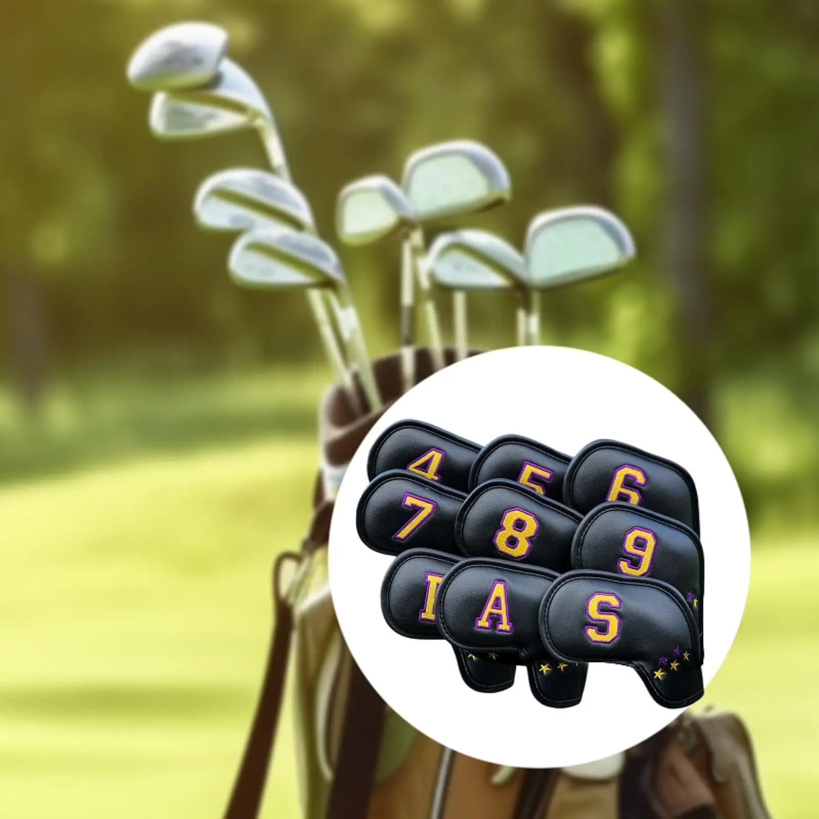 

9Pcs Golf Iron Covers Wear Resistant Golf Club Protection Case with Number Tags Classic Golf Iron Headcovers Set for Golfer Gift