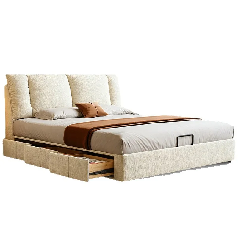 Italian chenille fabric bed modern simple sailing large soft bag master bedroom bed household small apartment storage double bed