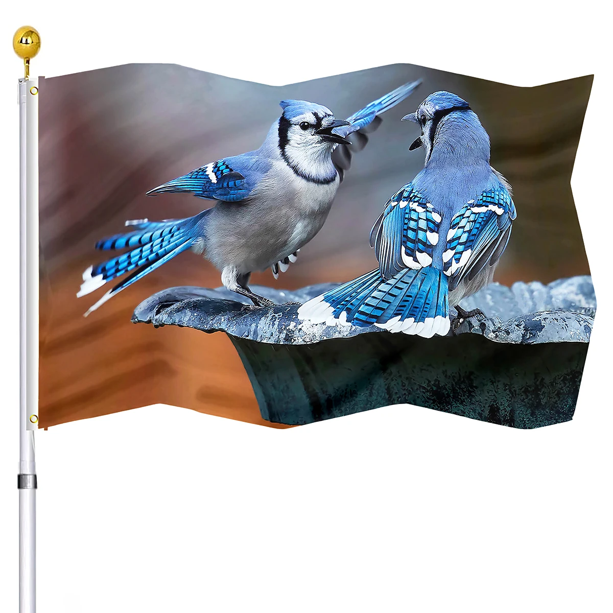 Blue Jay Bird Flag Cute Animal Double Stitched Flags Banner with Brass Grommets House Flag for Indoor Party Yard Outdoor Decor