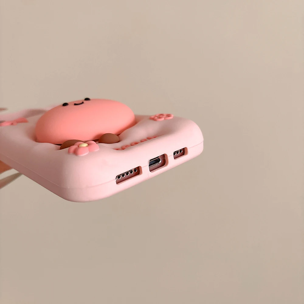 Kawaii 3D Sommer Obst Pfirsich Halterung Weiche Silikonhülle für iPhone 17 16 15 14 13 12 Pro Max mit Ständerhalter stoßfeste Abdeckung – Detail 7