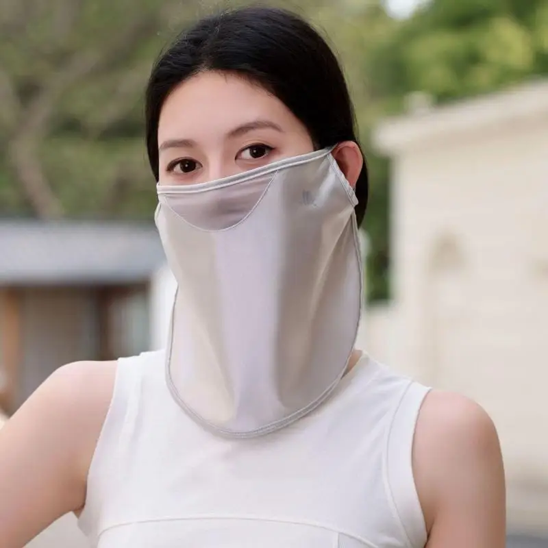 Ice Silk Mask Women UV Resistant Face Cover Stylish Elegant Neck Protection for Driving Summer