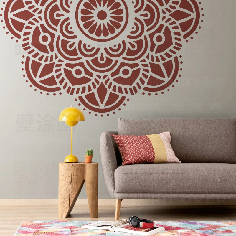 90cm - 130cm Stencil Wall For Painting Decorative Decor Putty Plaster Paint Drawing Huge Giant Mandala Round Flower Lotus S242