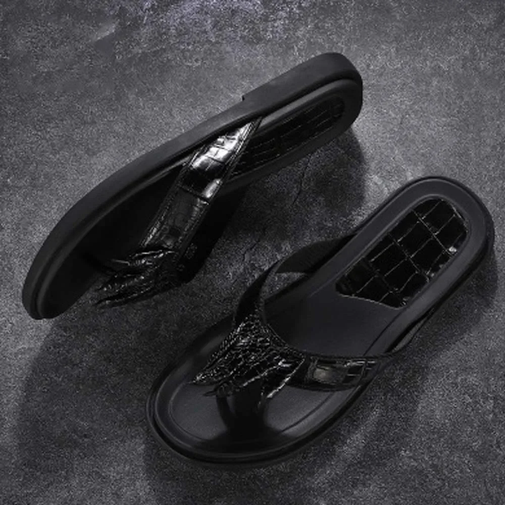 linshe new  crocodile  slippers  male  leisure  flip-flops non-slip  male  Beach shoes  Wear outside men slippers